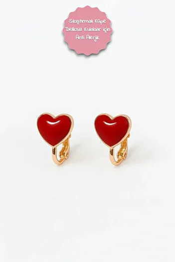 MakeWell Non-Perforated Earrings Ear Heart Design Clip-On Children's Earrings for Children Without Holes