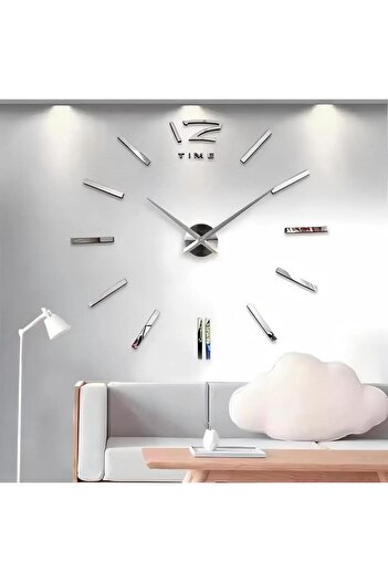 Generic 3d Mirror Diy Wall Clock Surface Sticker Silver 63x63cm Wall Sticker Clock Creative Acrylic Mirror