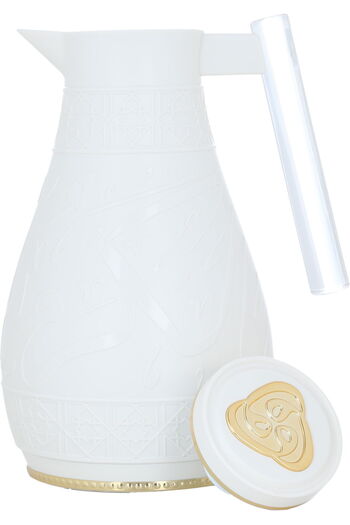 Alsaif Gallery Creamy Thermos Set With Islamic Engraving, Acrylic Handle, Two Pieces