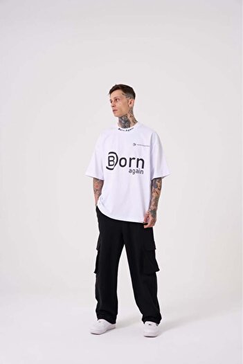 Machinist Men's Imagination Creates Printed Oversize White T-shirt