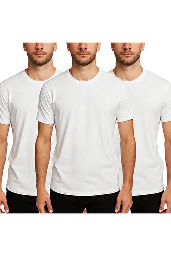 BRAINWEAR Ανδρικό μπλουζάκι 3 Pack Lycra Cotton Plain Basic - Ευέλικτο άνετο και στενό