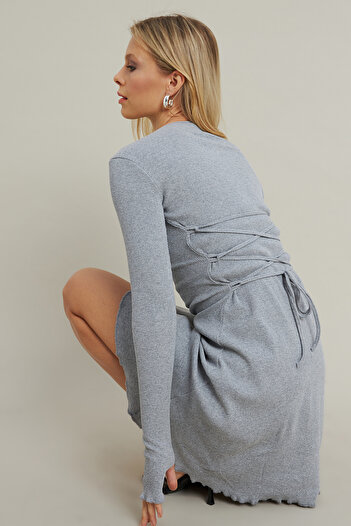 Cool & Sexy Gray Melange Camisole Mini Dress - Tie-Up Fry2175