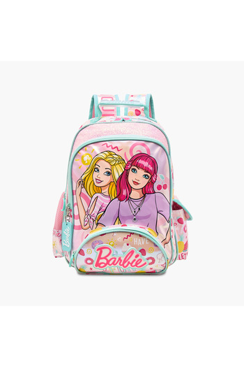 mattel Barbie Print Backpack with Adjustable Shoulder Straps - 16 inches