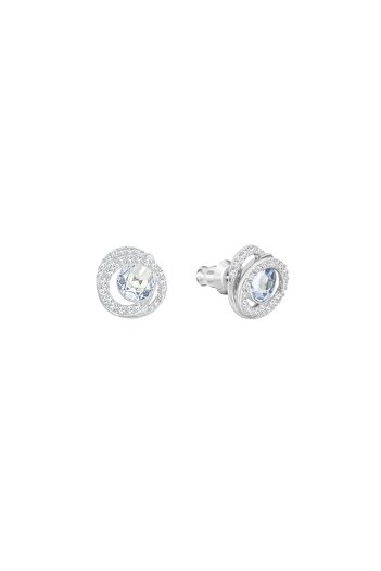 Swarovski Generation düğme Küpeler, Armut şekli, Mavi, Rodyum kaplama