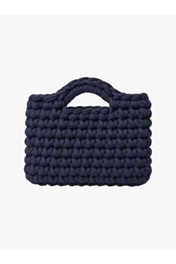 Qielle Navy Blue Hand Knitted Clutch Bag |   Handmade Recycled Bag