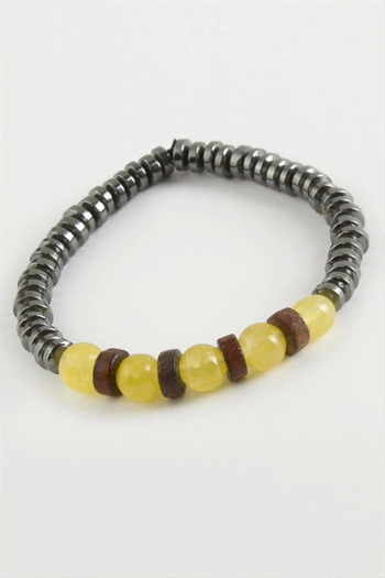Enseb Agate Hematite Natural Stone Bracelet