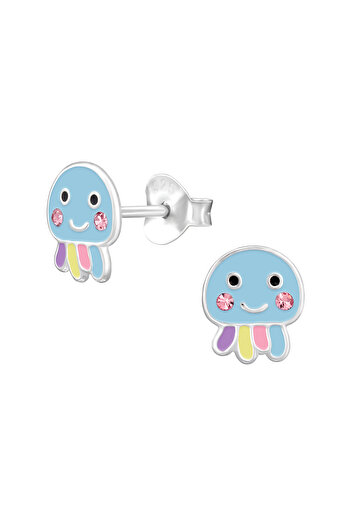 Sophia Collection Children's earrings, 925 silver, octopus pattern with crystals