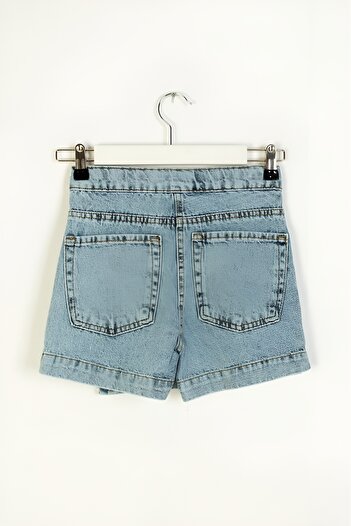 DMB BOYS & GIRLS Çaren Kids- Girl's Star Detailed Sequin Embroidered Denim Shorts Skirt