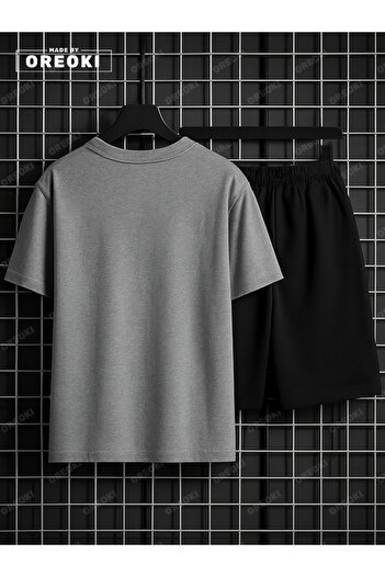 EFFRENATU Children of Heaven Printed Cotton Unisex Gray T-Shirt-Black Shorts Set