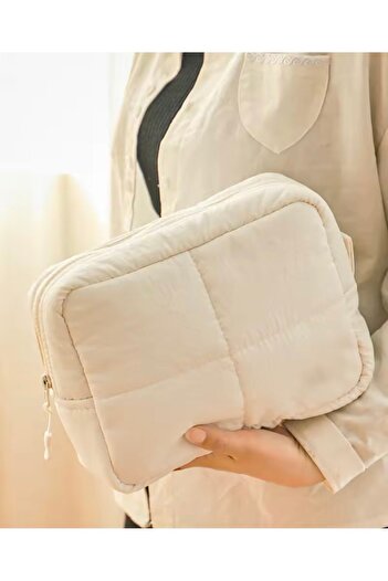 womistore Жіноча косметичка з капітоне, косметичний органайзер, косметичка великої місткості