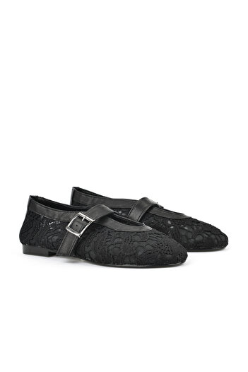 Ziya , Women's Genuine Leather Ballerinas 1531054Z2971 Black
