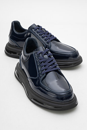 Dericlub Dericlub Men's Thick Sole Lace-Up Casaul Shoes Real Leather Cr 2568 Dark Blue