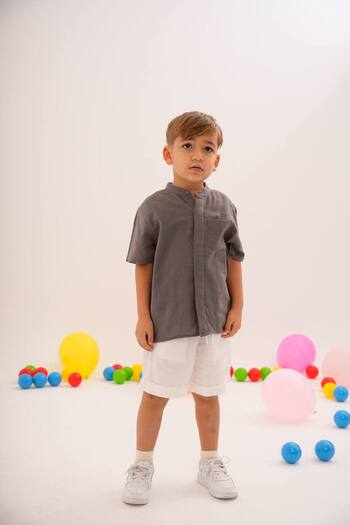 Fidekids Muslin Cotton Fabric 100% Cotton Boy's Shirt Shorts Set