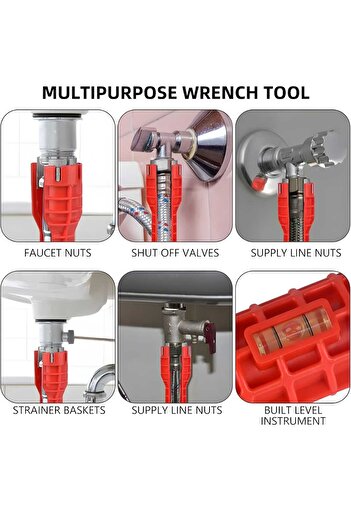 Generic 8-in-1 Sink Faucet Wrench Tool – Multi-Function Installer with Level For Nut, Valve & Pipe Repair