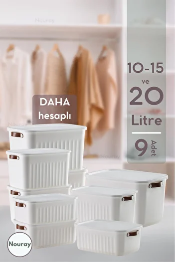 nouray 9Pcs 3X10-3X15-3X20 Lt Decorative Multi-Purpose Closet Organizer Box with Lid, Organizer.