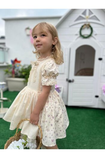 Little Pumpkin MENEKŞE DESENLİ KIZ COCUK VINTAGE ELBİSE