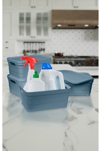 Nesto Home Set of 4 Multi-Purpose Colorful Box with Lid Office Organizer 4X10.8 Liters