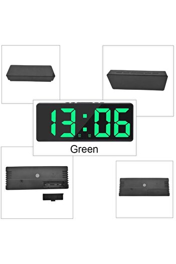 OEM Digital table clock with green LED display, multifunctional, 160 x 62 x 31 mm, ABS, black
