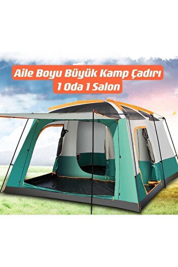 Genel Markalar Büyük Uzay Açık Kamp Çadırları 8-10 Kişi Çift Kat 1 Oda 1 Oturma Odası Kamp Çadırı 380*260*200cm