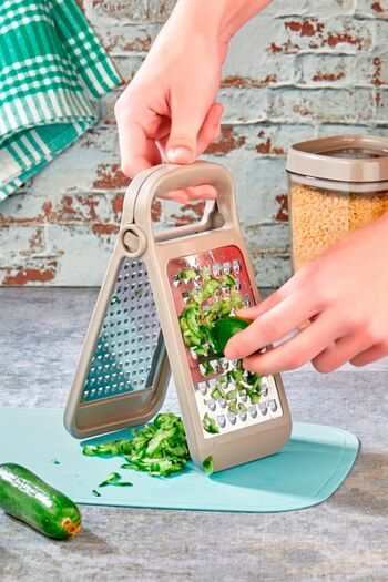 Mutfak Köşesi Lino Foldable and Detachable Double-Sided Grater, Practical Grater with Stainless Steel Blades Beige