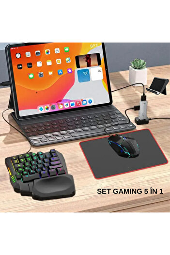 LUDORA Gaming Telefon, Tastatura Iluminata RGB, Emulator Jocuri Telefon, 35 Taste One Hand si Mouse Gaming