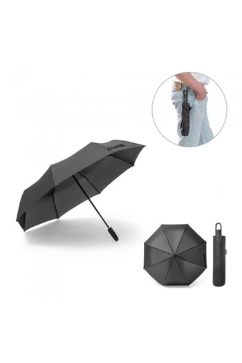 dalimag Pongee Umbrella, Automatic Opening and Closing, 25 cm, Black