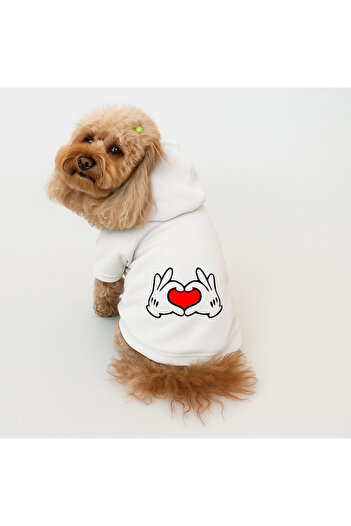Buddy Store Cat and Dog Outfit Clothes - Printed White Sweatshirt Hoodie