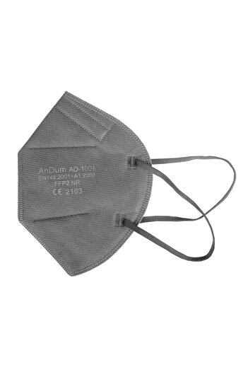 THK FFP2 Mask Grey, model AD-1001, 5 layers, Complies with CE 2163, individually wrapped
