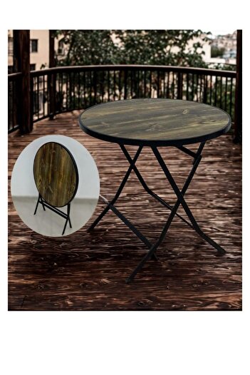 smart home Round Folding Dining Table - Folding Cafe Table with Fiber Top - 80 x 80 cm - Stylish and Sturdy Design
