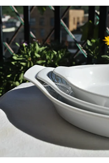 Qualitev 3 Size Porcelain Egg Dish Oven Dish Dessert Mold