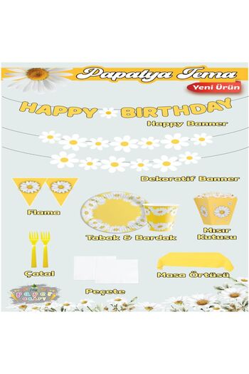 Mini Parti Mini Party Store Daisy Birthday Set for 8 People