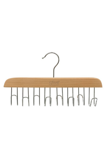 Five Simply Smart High Quality Wooden and Metal Belt Hanger Beige and Silver