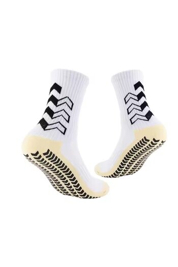 OEM Set 3 pairs of football socks, anti-slip, professional, with grip on sole, white-black, one size