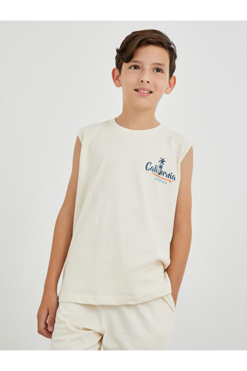 Styli Boys Slogan Print Round Neck Tank and Drawstring Shorts Set