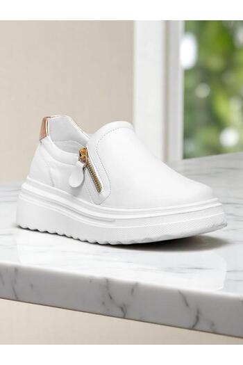 Mammamia D25Ya-3250 White Genuine Leather Full Orthopedic Women's Casual Daily Shoes