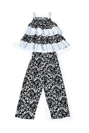 Bella Moda By Styli Printed Layered Strappy Top and Pants Set