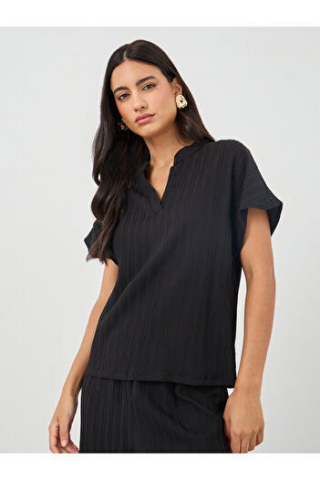 Take Two By Styli Solid Extended Sleeves Top and Wide Leg Pants Co-Ords