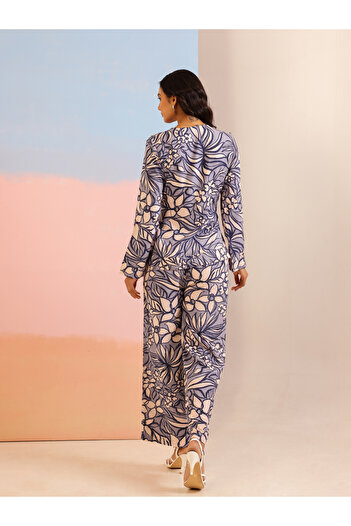Sanskrutihomes By Styli All-Over Print Wrap Top and Pants Co-Ords