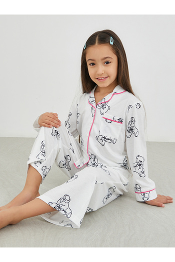 Styli Printed Buttoned Shirt and Pyjama Set