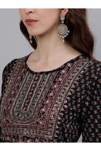 Ishin By Styli Embroidered Round Neck Tiered Anarkali Kurta