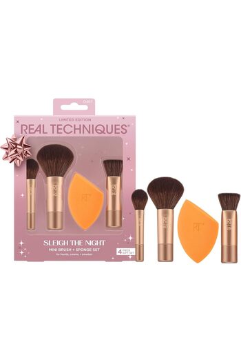 Real Techniques Sleigh The Night Mini Brush + Sponge Set 4 Piece For Liquid, Creams and Powder