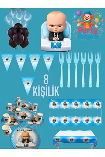 partyrüyası Set de ziua de naștere pentru 8 persoane cu tematică Boss Baby mod-2