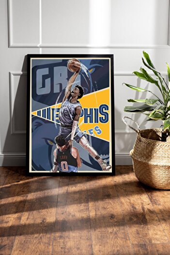 Saturn Ja Morant Çerçeveli Tablo - Memphis Grizzlies NBA Posteri Tablo