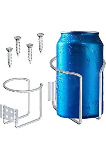 COOYA 2PCS Wall Mounted Cup Holder,Stainless Steel Universal Drink Holders(Silver)