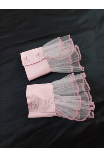es moda shop Siona Pleated Tulle Removable Cuff Baby Pink