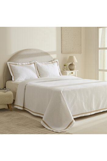 Karaca Home Doris 100% Cotton Double Bedspread Set Beige