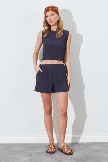 TENA Women's Anthracite Sleeveless Blouse Shorts Set