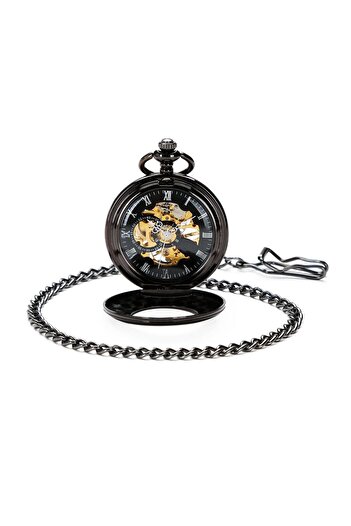 valkyrie Mechanical Chain Pocket Watch Transparent Design Retro Style Wind-Up Collectible Watch with Shackle