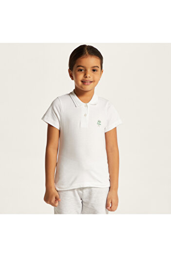 Juniors Solid Polo T-Shirt With Short Sleeves