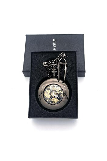 valkyrie Mechanical Chain Pocket Watch Transparent Design Retro Style Wind-Up Collectible Watch with Shackle